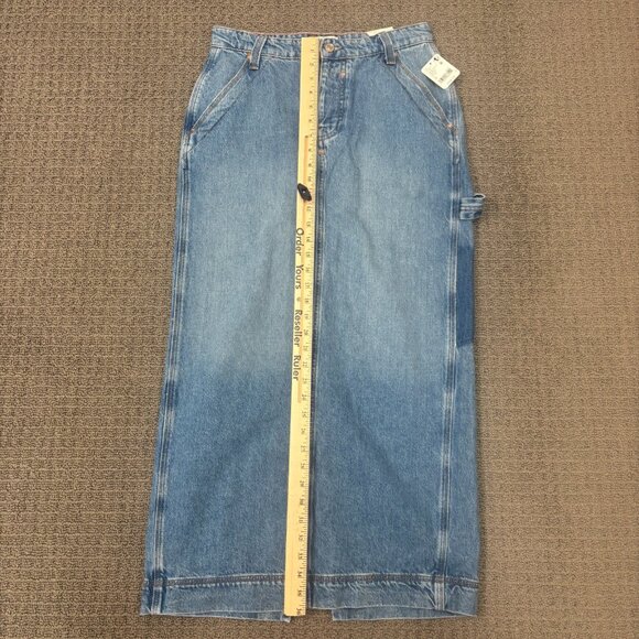 We The Free Skirt 29 Cotton Denim Button Fly High Waisted Slit Maxi Free People - Picture 6 of 15